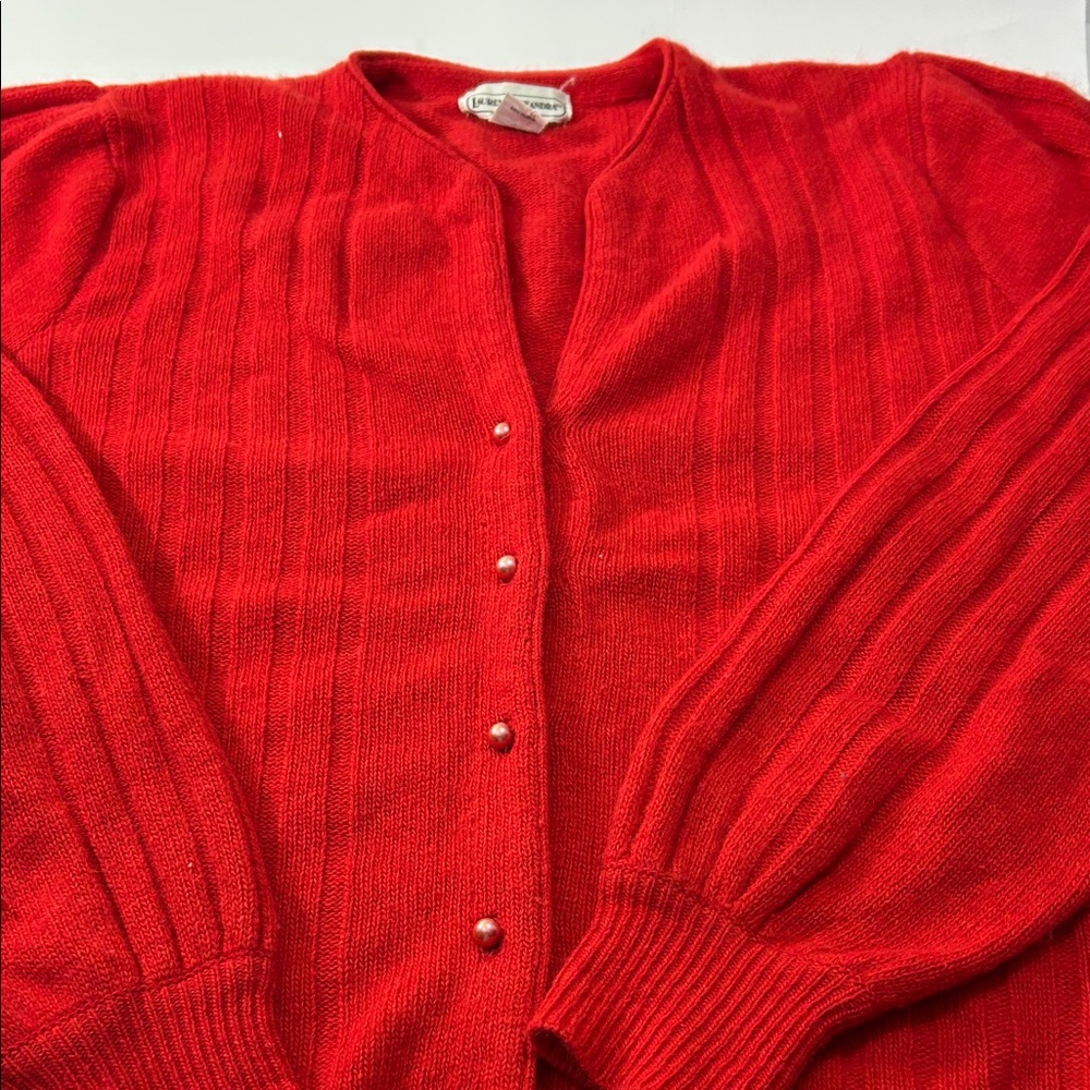 Lauren Alexandra Red Women's Cardigan Sweater - Picture 3 of 16
